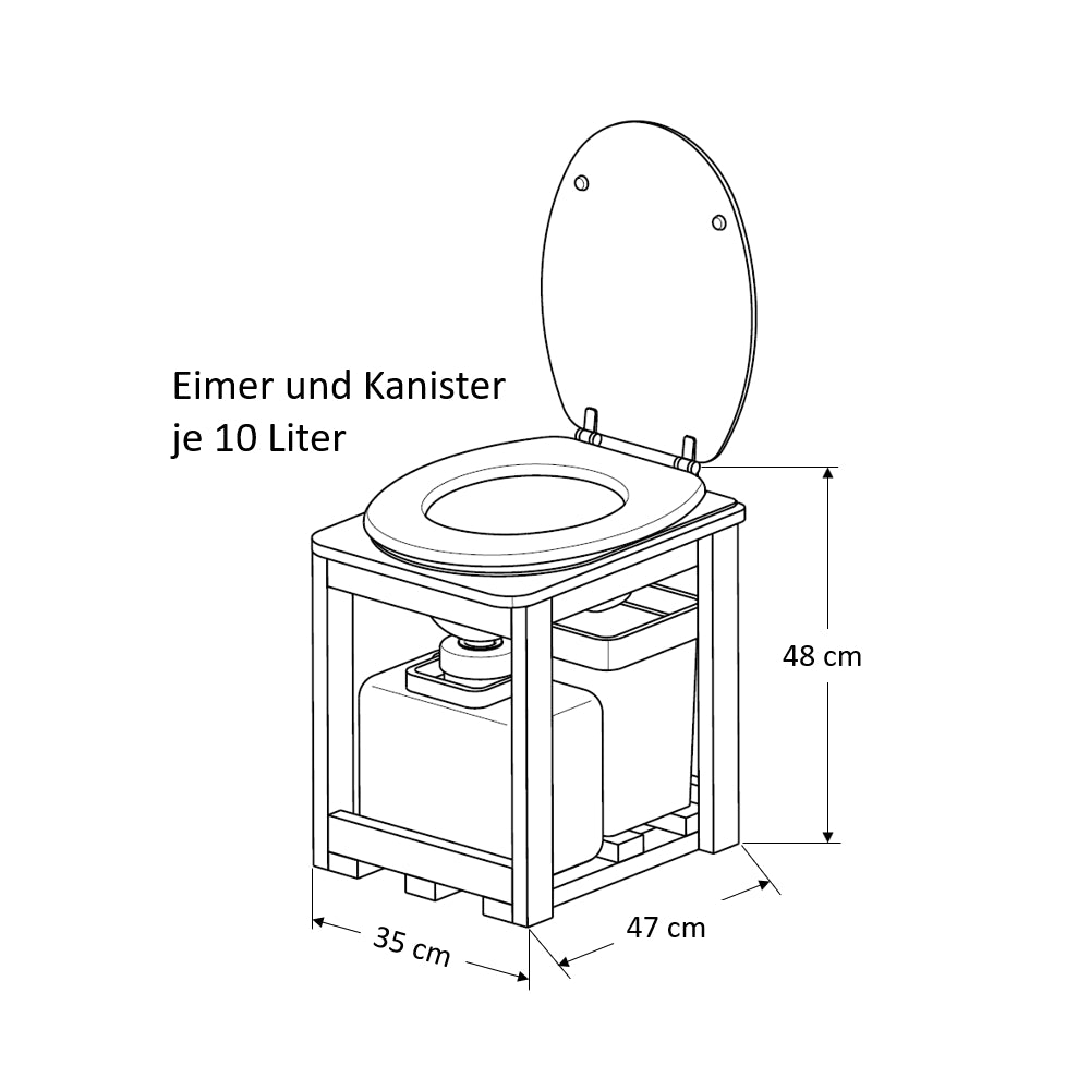 Zeichnung der DIY Trenntoilette 10 Liter