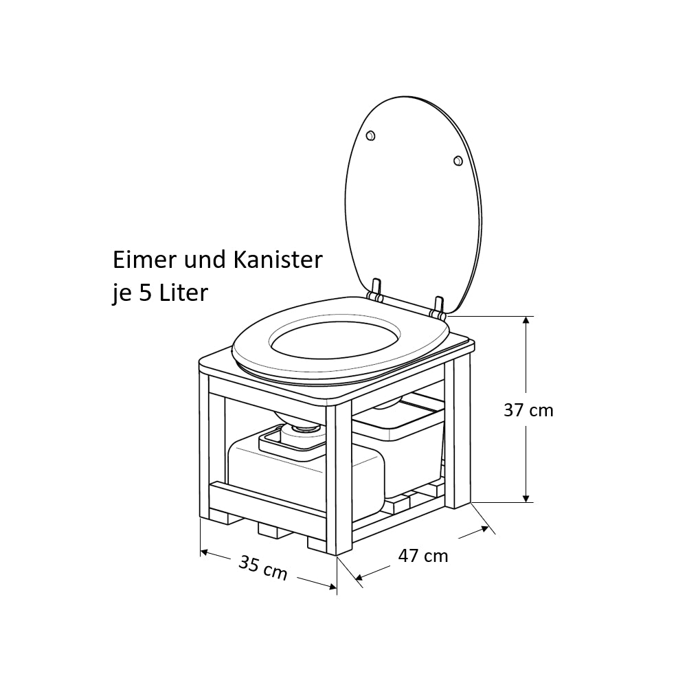 Zeichnung der DIY Trenntoilette 5 Liter