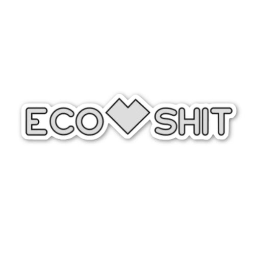 Ecoshit Logoaufkleber mit Konturschnitt. Das Innere des Stickers ist transparent.